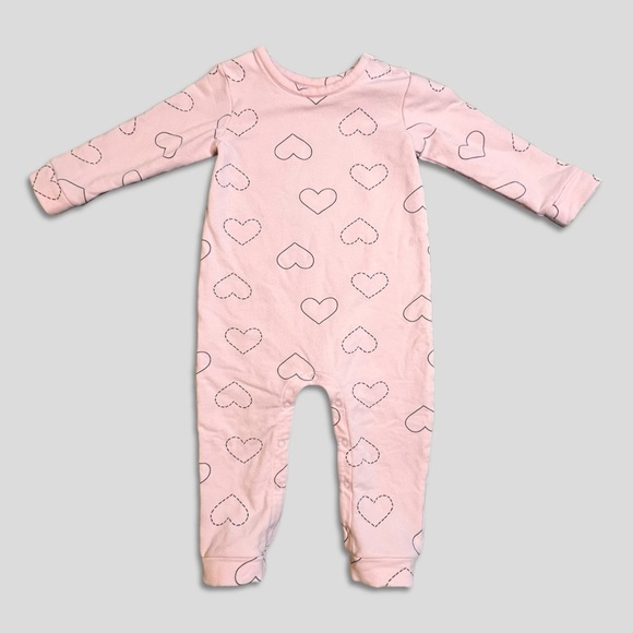 Nordstrom Baby Other - Nordstrom Heart Print Pink Baby Girls Romper 12 Months